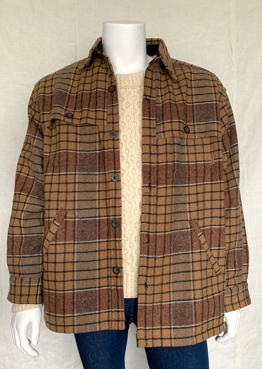 Woolrich Brown Plaid Button Down Shirt Jacket