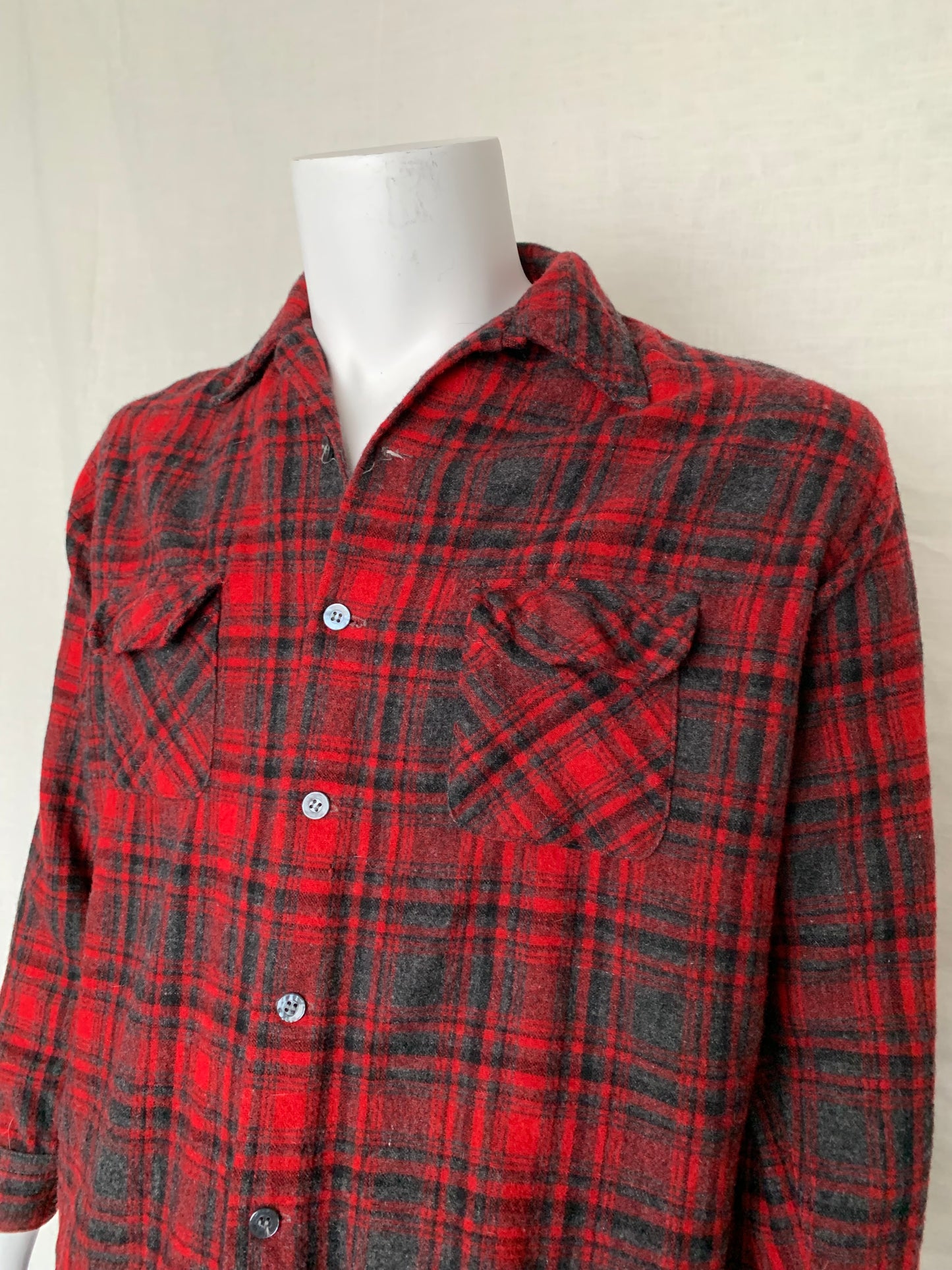 Morval 1960's Red Lumberjack Flannel Shirt