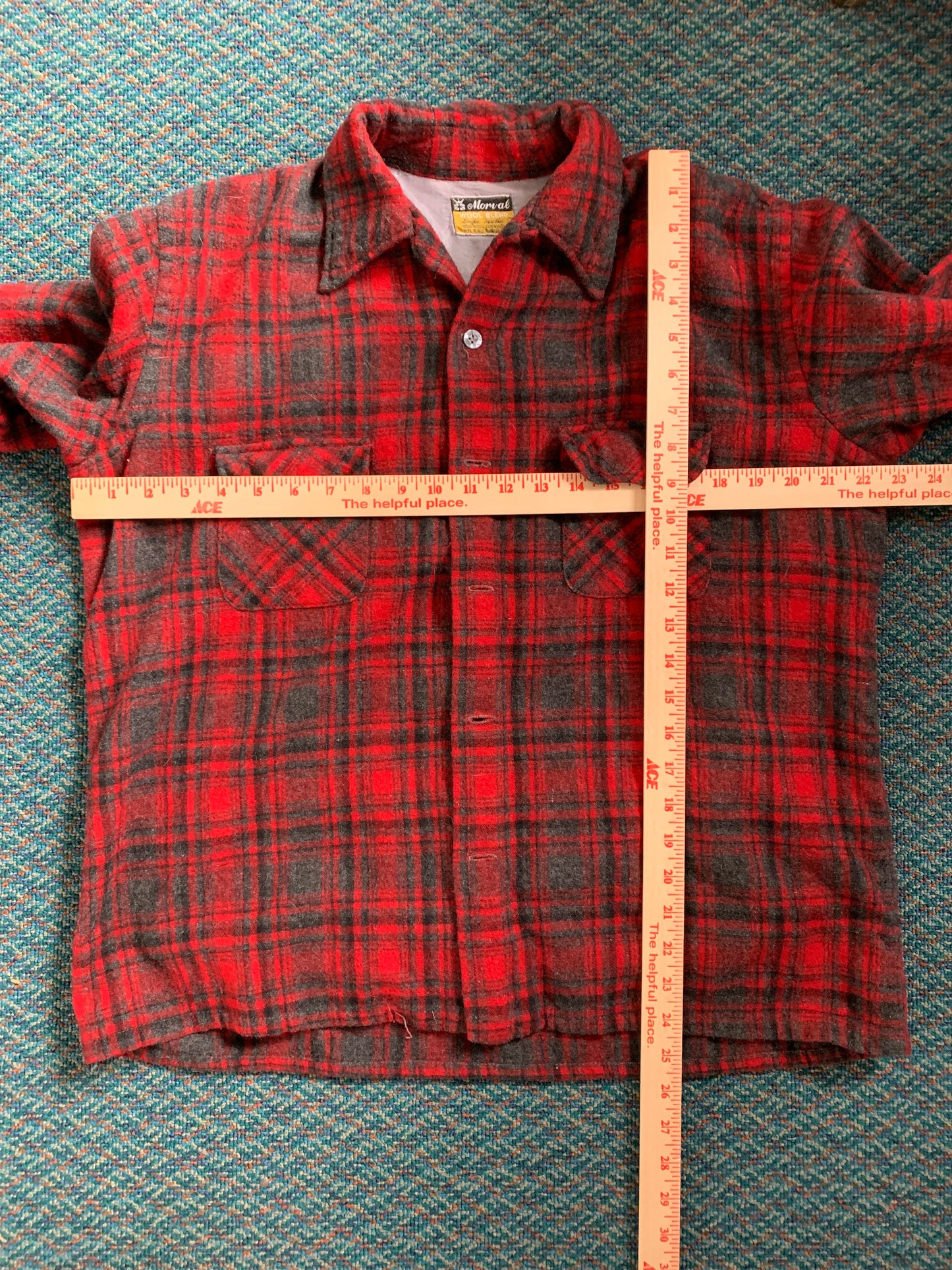 Morval 1960's Red Lumberjack Flannel Shirt