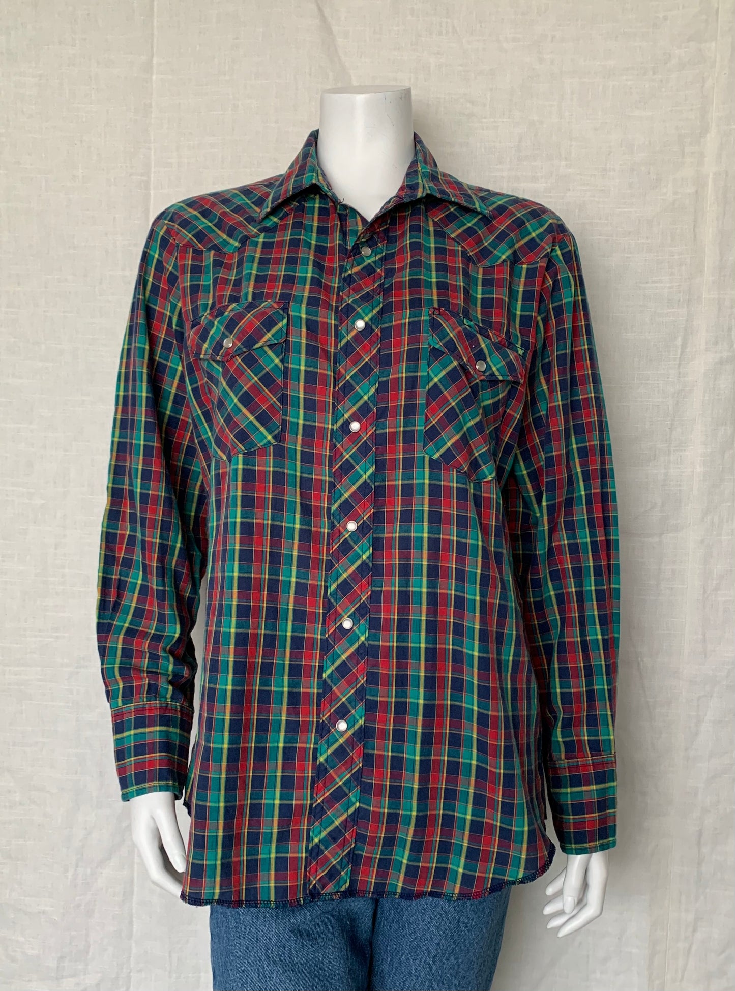 Wrangler Colorful Plaid Cotton Pearl Snap Button-Down Shirt