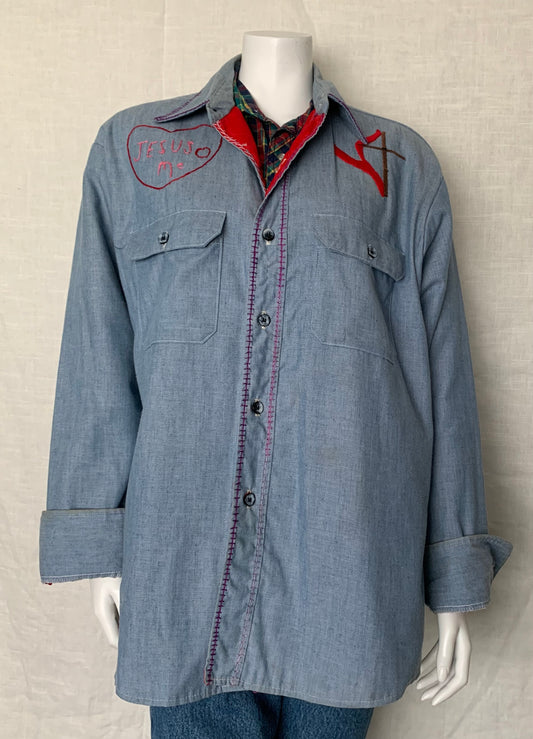 Sears Fieldmaster Lined Chambray Jacket W/Custom Embroidery