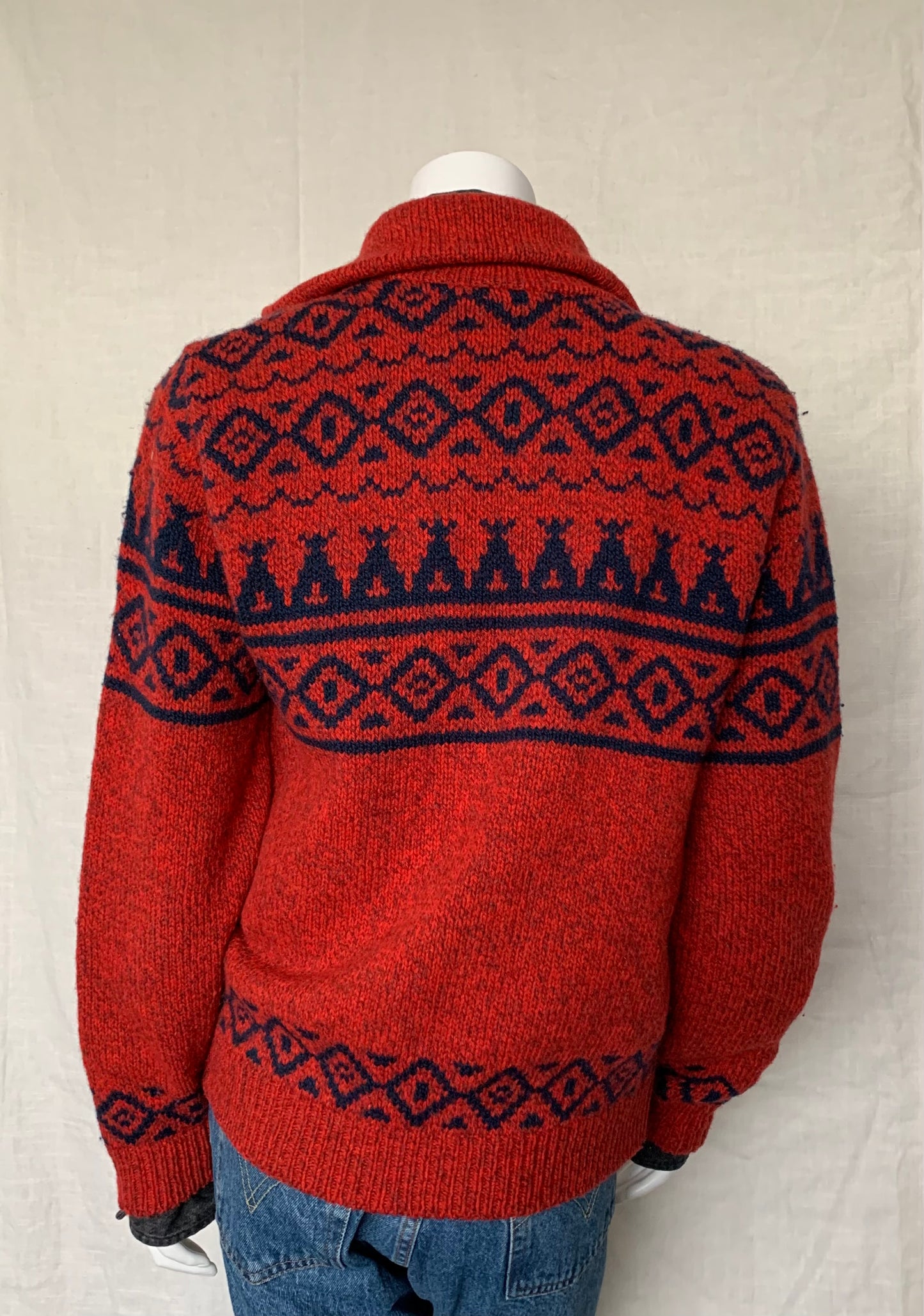 L.L.Bean Winter Graphic Knit Turtleneck Full Zip Sweater