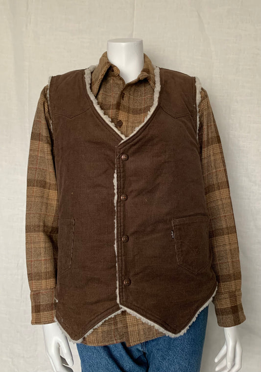 Levi's Brown Shearling Lined Corduroy Vest