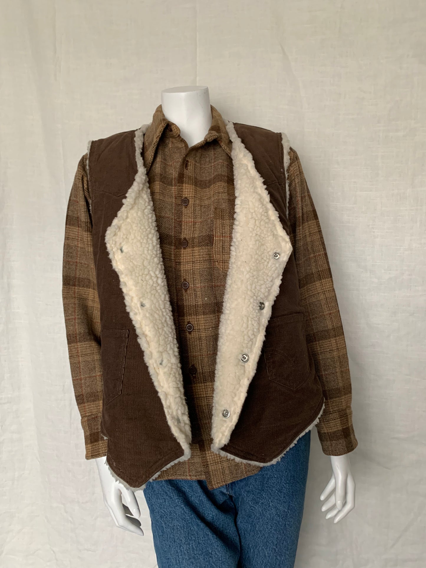 Levi's Brown Shearling Lined Corduroy Vest