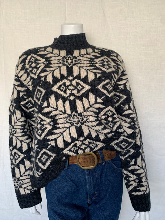 Ralph Lauren 90's Snowflake Mockneck Pullover Sweater