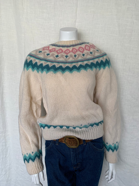 Andrew's Pastel Fair Isle Shetland Wool Pullover Sweater