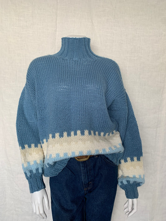 Handmade Geometric Pattern Turtleneck Sweater